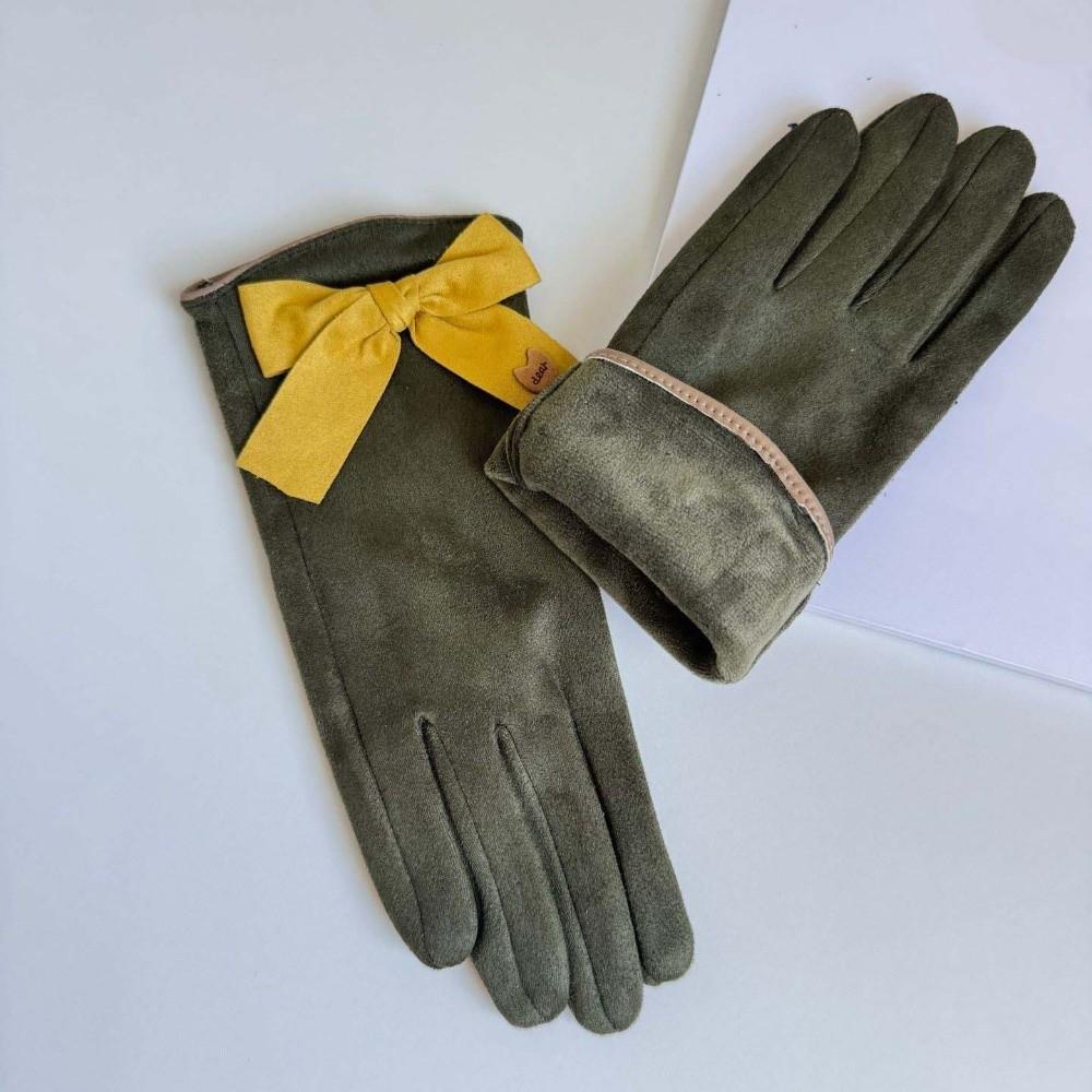 Plush 2 Finger Flip Gloves Bow Thickened Suede Gloves Gift Women Anti-cold Mittens  Cycling