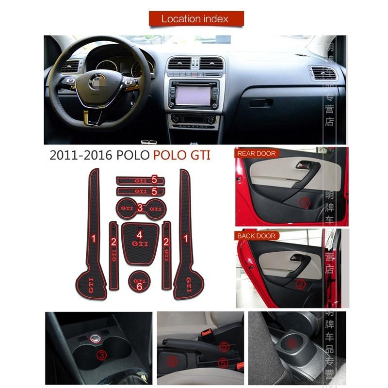 For 2011 2012 2013 2014 2015 2016 Voagen Polo GTI Gate Slot Pad Automobile Dust Mats Water Coaster Non-slip Mats Auto Car Accessories