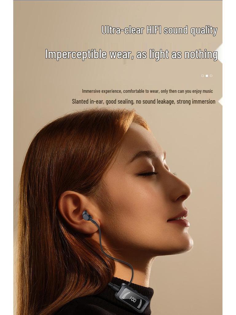 New Wireless Hanging Neck Earphones with Digital Display, Long Battery Life, and Sports Design for K Song