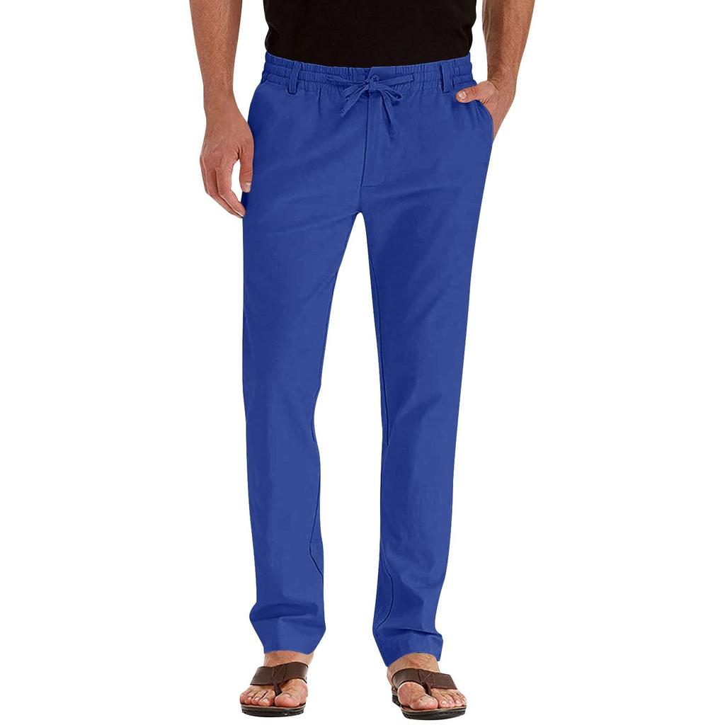 Macacão masculino com cordão, calças casuais com vários bolsos, calças de caminhada, calças de sarja de algodão