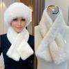 Écharpe d'hiver chaude pour femme, col croisé épais, couleur unie, fausse fourrure de lapin, protection contre le froid, cache-cou doux et pelucheux