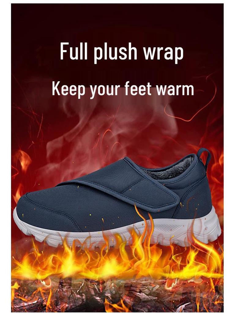 Men's Winter Velvet Comfort Shoes - Wide Toe, Adjustable Fit for Swollen Feet