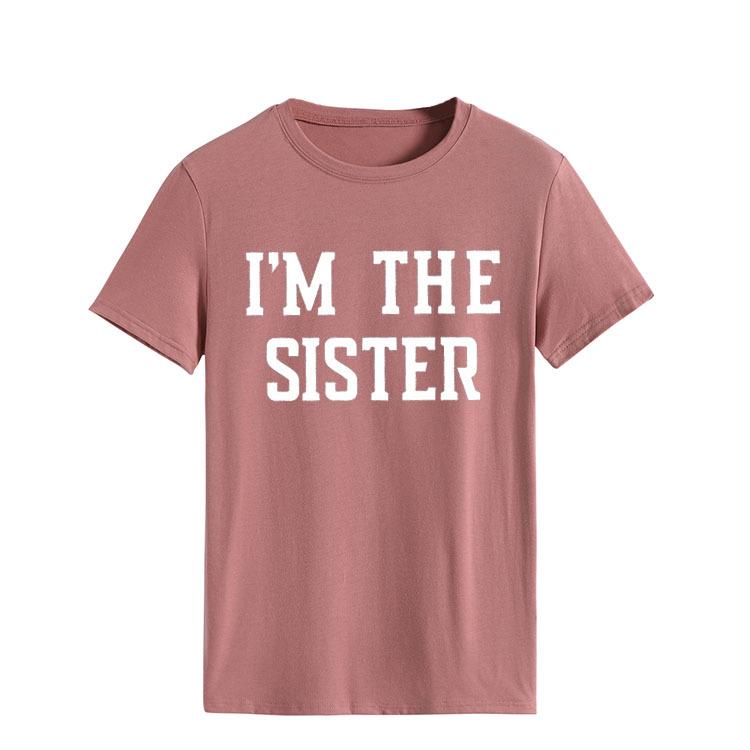 "I'M THE SISTER" Letter Print Women's Short-Sleeve T-Shirt - European & US Style Cross-Border Fashion.