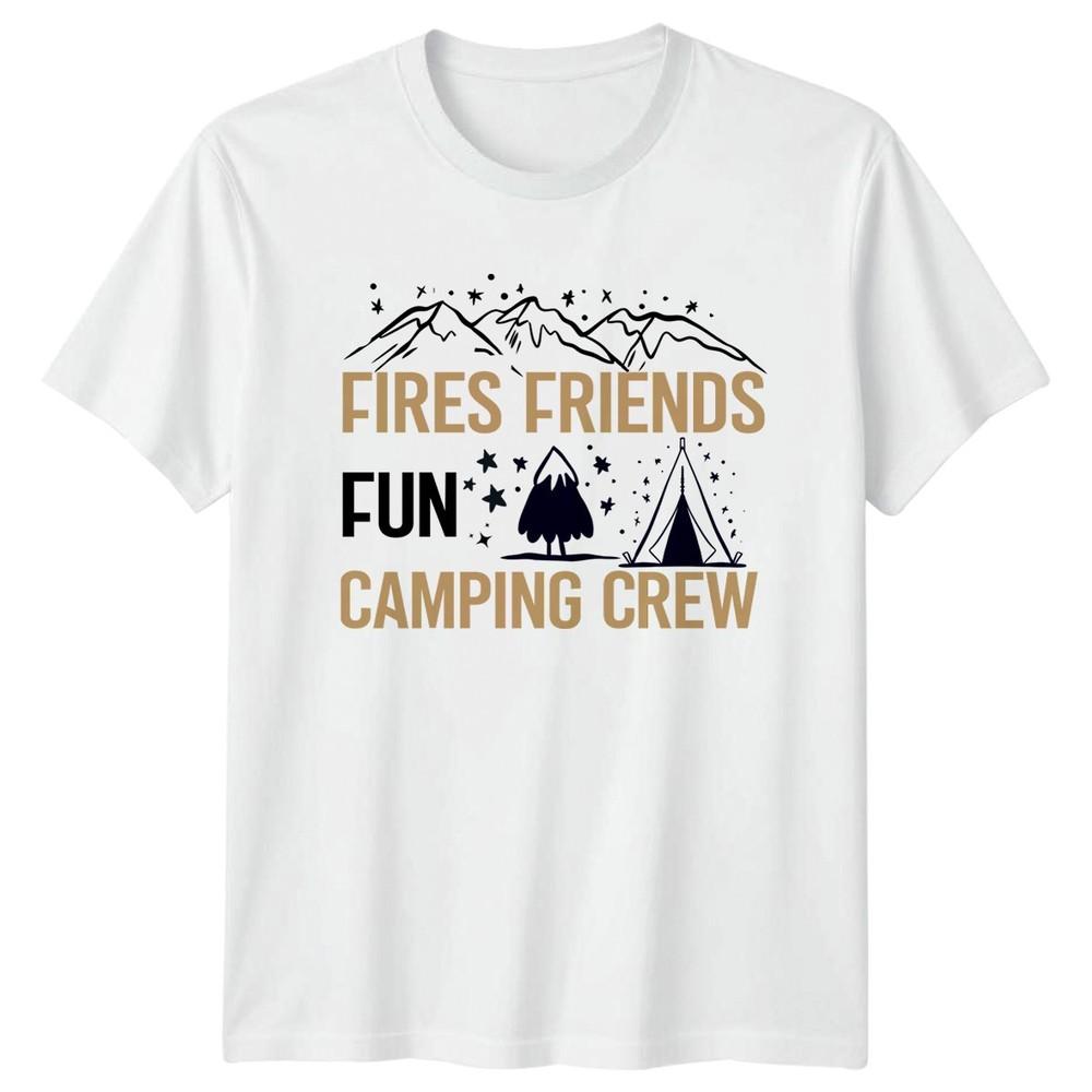 Fires Friends Fun Camping Crew TShirt Hiking Mountain Outdoors S