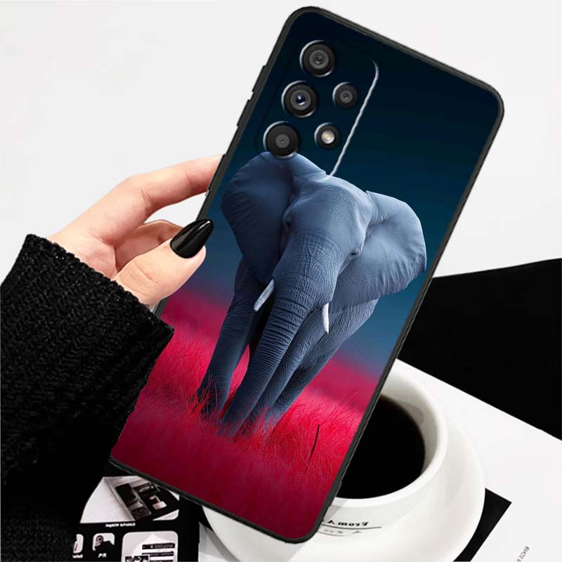 Cartoon Anime Tiere Handyhülle Für Samsung A73 A72 A71 A55 A54 A53 A52 A51 A13 A22 A16 A15 A12 A14 A26 A07 5G Schwarz
