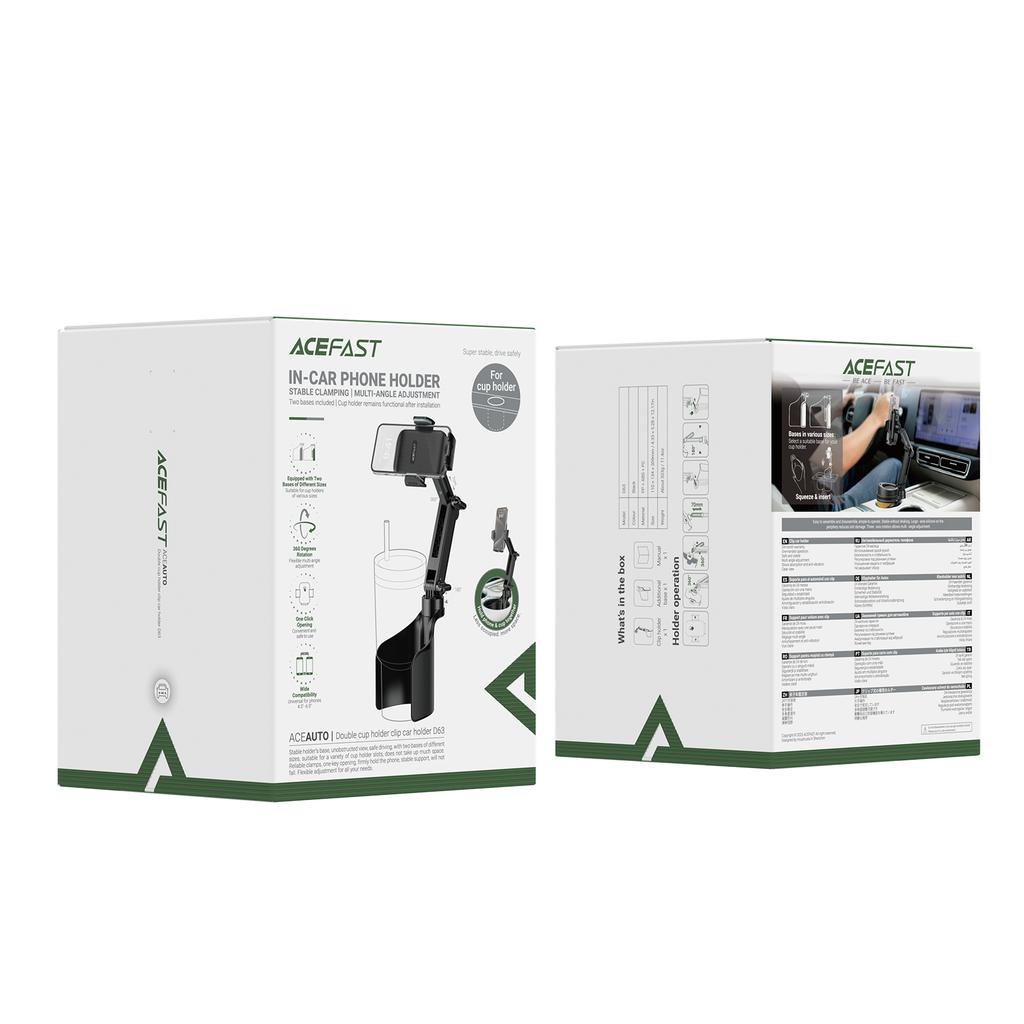 ACEFAST D63 Car Cup Holder Adjustable Angle / Length Car Phone Mount Anti-Slip Compatible with 4.7-6.9 inch Phones