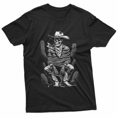 Skelett Cowboy Kaktus Wüste Alt Goth Westlich Gotisch Schädel 100% Baumwolle T-Shirt Herren T-Shirts Oberteil