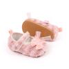 Citgeett Spring Infant Baby Girl Fuzzy Walking Shoes Bows Adjustable Straps Soft Comfortable Non-Slip Shoes