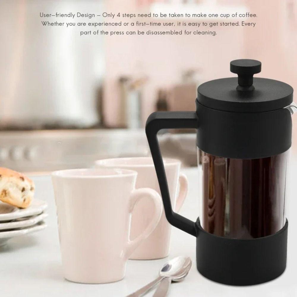 Rust-Free French Press Coffee Maker Thickened Glass Cold Coffee Brewer Hand Punch Pot  Office Use