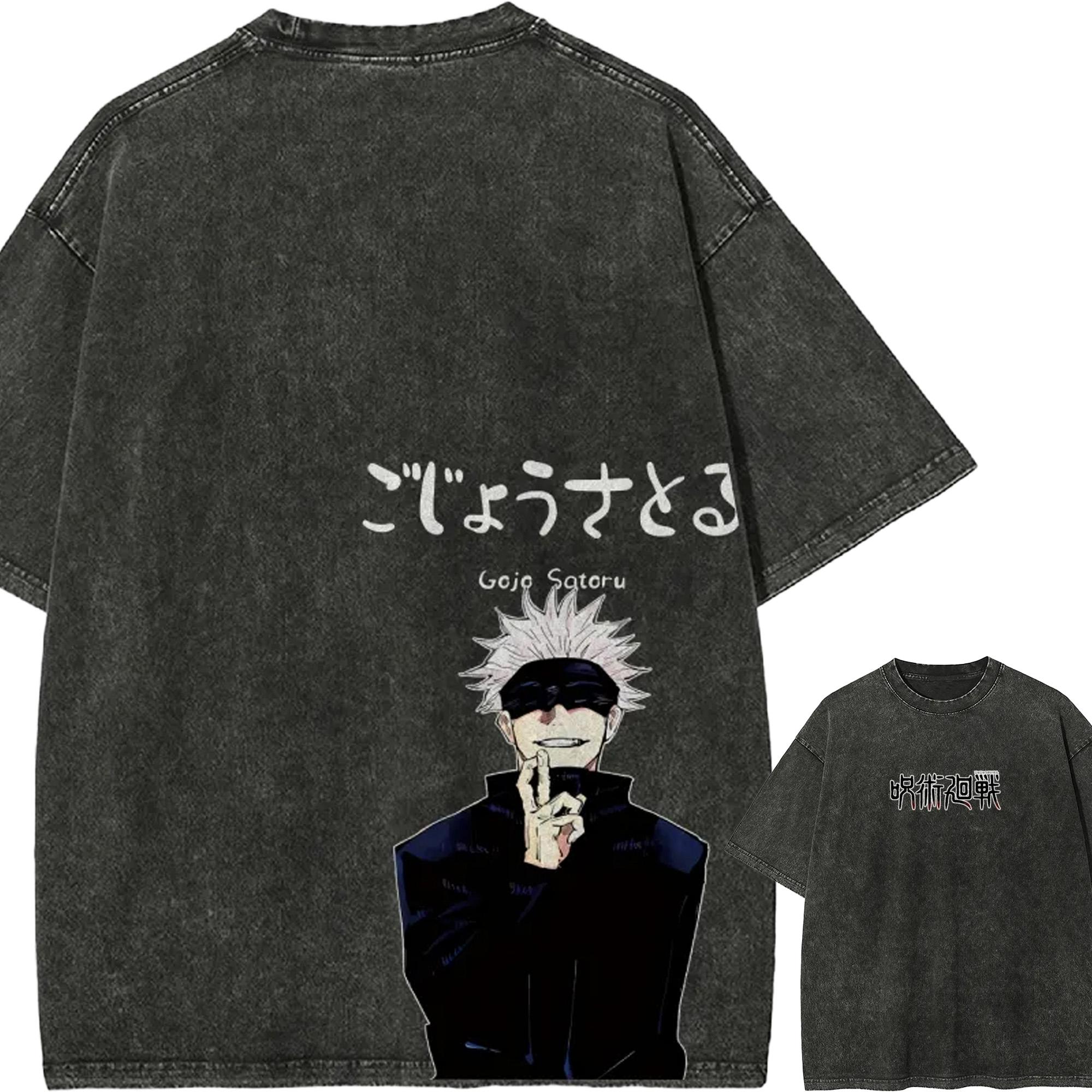 

Satoru Gojo Sensei Tshirt Jujutsu Kaisen Tee Vintage Washed Oversized Retro Anime Harajuku Men Streetwear Graphic Manga Clothes M