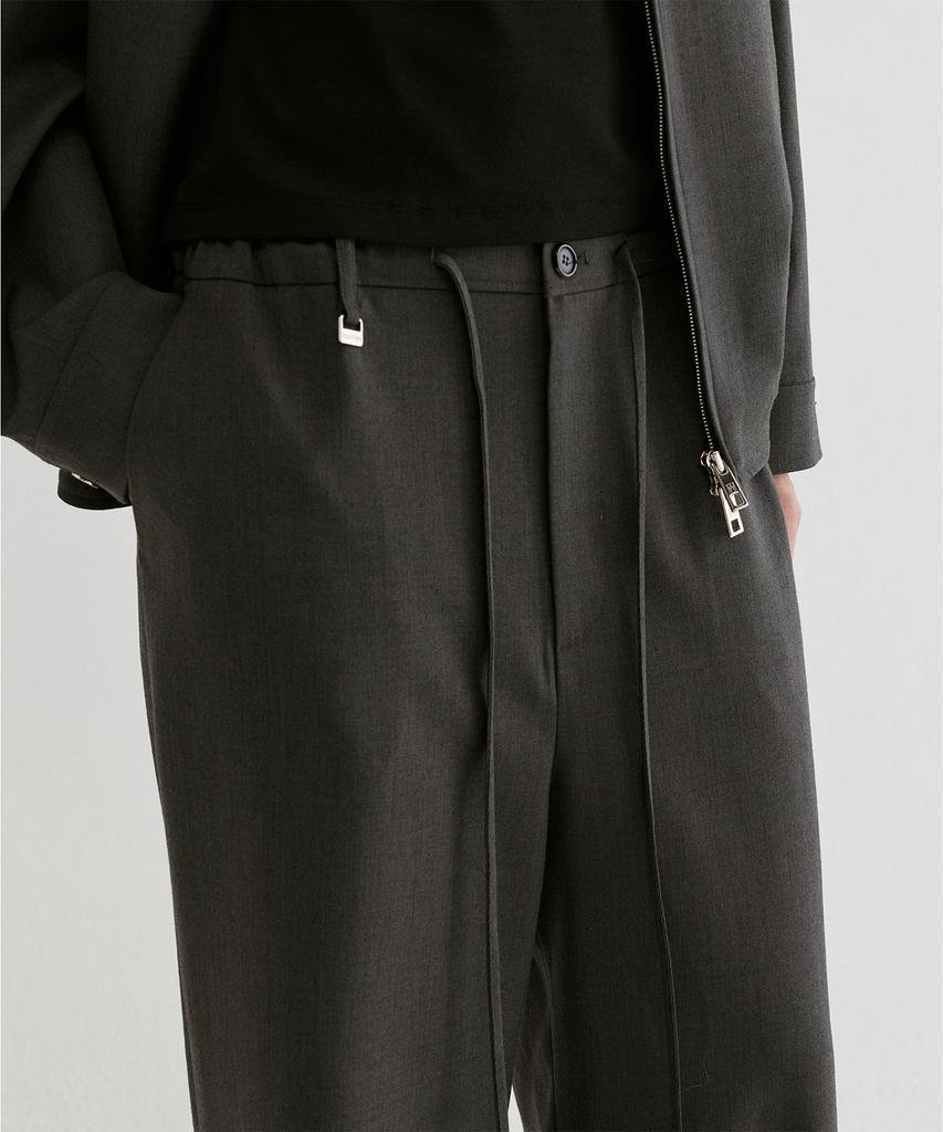 FROMWHERE Wide Easy Drawstring Pants Charcoal Gray