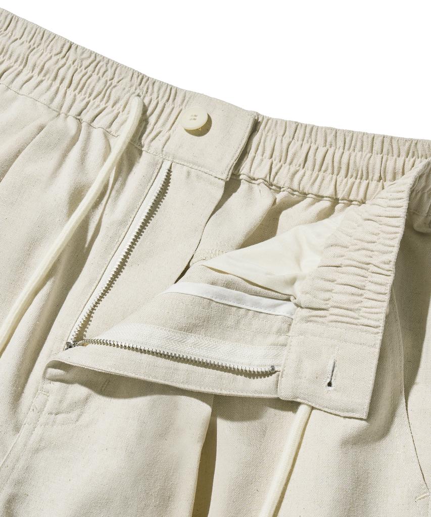 FILLUMINATE One-Pleat Curved Linen Pants - Natural