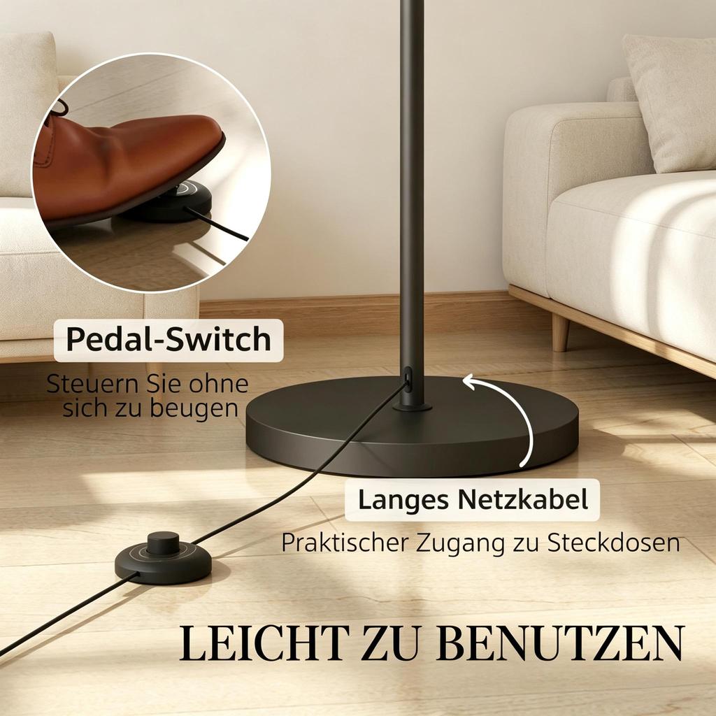 Modern arc floor lamp with remote control, elegant floor lamp, design floor lamp (only with arc floor lamp, battery not included)
