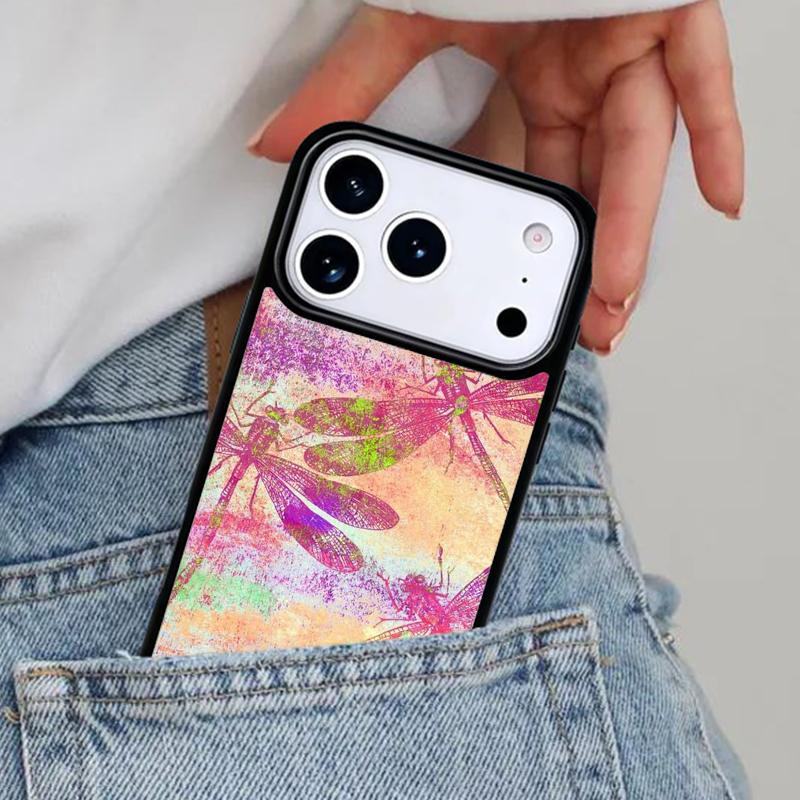 Dragonfly Insect Pattern Phone Case for iPhone 16e 15 14 13 12 17 Pro Max Plus Air 17pro Cover Coque