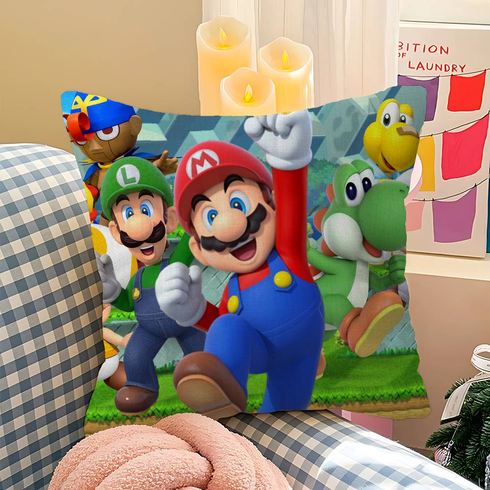Game M-Mario-O Cartoon Pillow Anime Pillow Sofa Bed Head Pillow Cover Cushion Cover 45X45 Cm Fashion