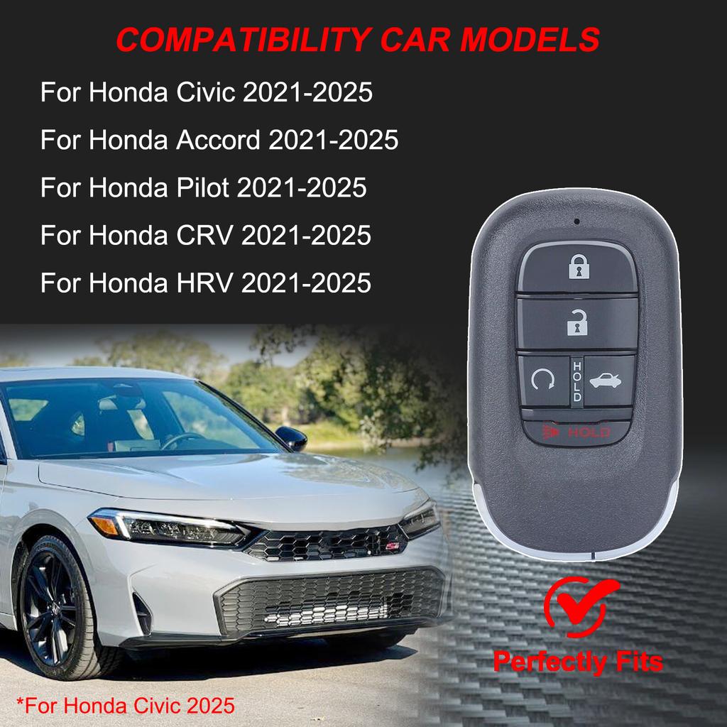For Honda Civic Accord Pilot CRV Passport 2022 2023 Car Key Fob Ring Chain Cover Case Protector Shell Holder Silicone 5 Button