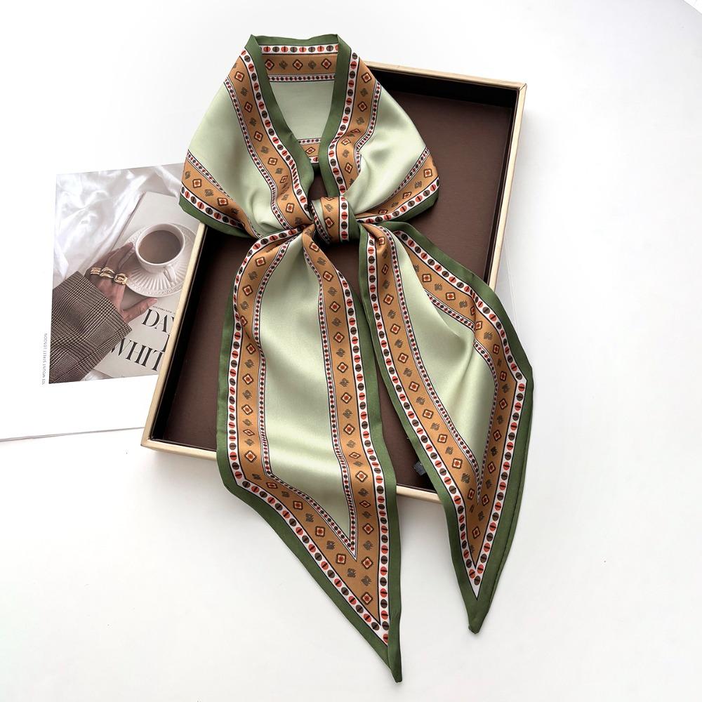 Scarf Women Dot Print Long Silk Feeling Bag Tie Neck Skinny Scarves Female Foulard Hairband Print Lady Neckerchief Ribbon