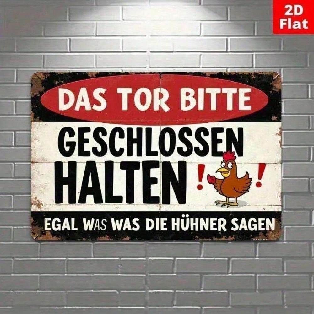 Vintage German Chicken Coop Sign Rustic Iron Decor Farmhouse Barn Metal Wall Art Outdoor Plaque