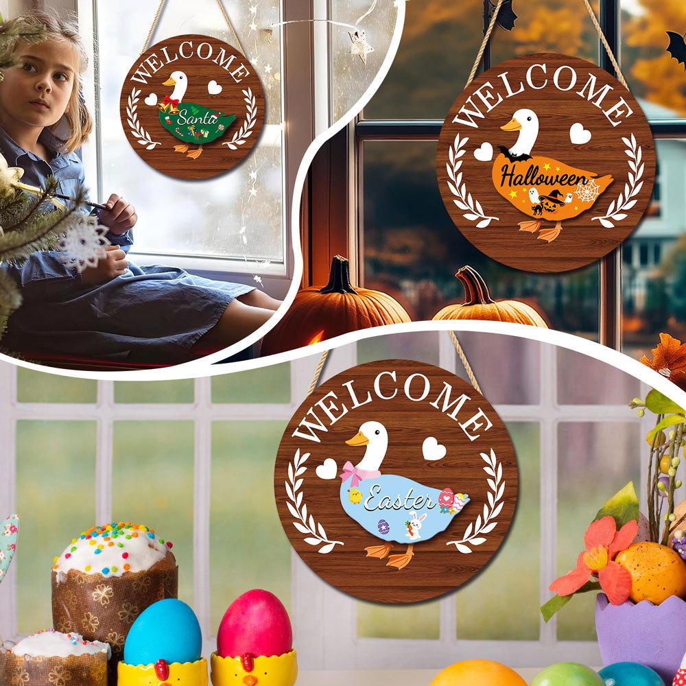 Interchangeable Clothes Gnome Wooden Ornament, DIY 3D Christmas Pendant, Hanging Holiday Decoration for Home Table