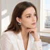 Laurel Leaf Hoop Earrings for Women, Silver Plated Earrings, Elegant Circular Earrings, Fashion Jewelry for Party Daily Wear