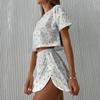 Summer Ladies Casual Two Piece Sport Printed Hollow Split Shorts Set Elegant Women's Sets