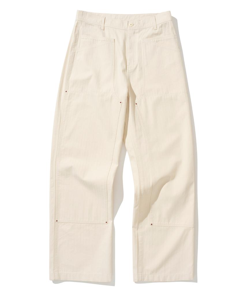 UNIFORM BRIDGE Double Knee Stud Pants Ecru