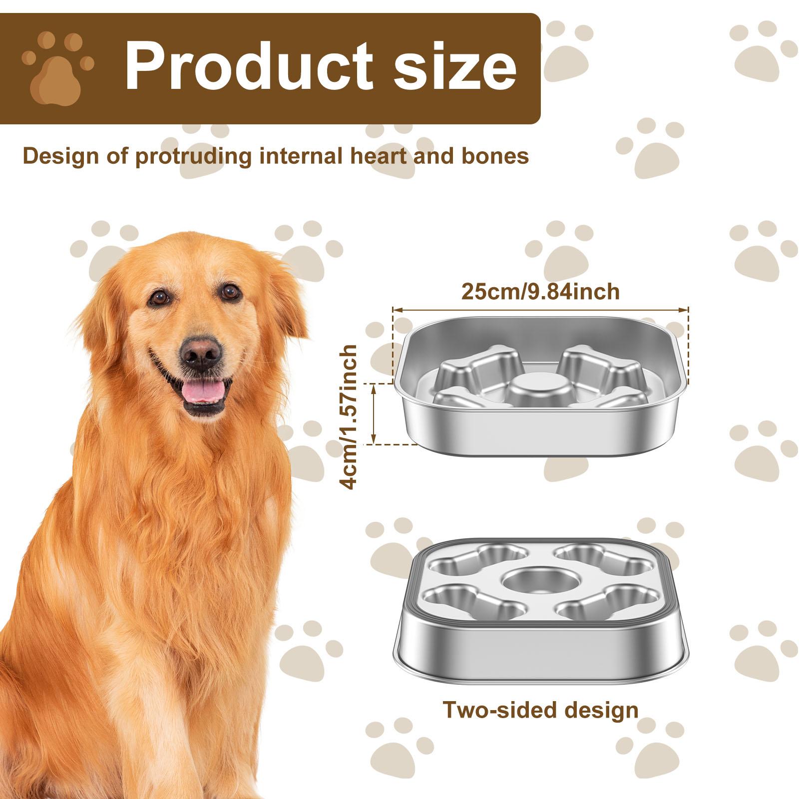 

Slow Feeder Dog Bowl Stainless Steel Cat Eating Bowl with Nonslip Bottom Square/Round Anti Suffocation Pet Bowl Pet Supplies