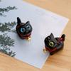 Handcrafts Wooden Cats Figurine with Unique Eyes Carved Kitten Miniature Ornament for Home Decors and Art Collectors