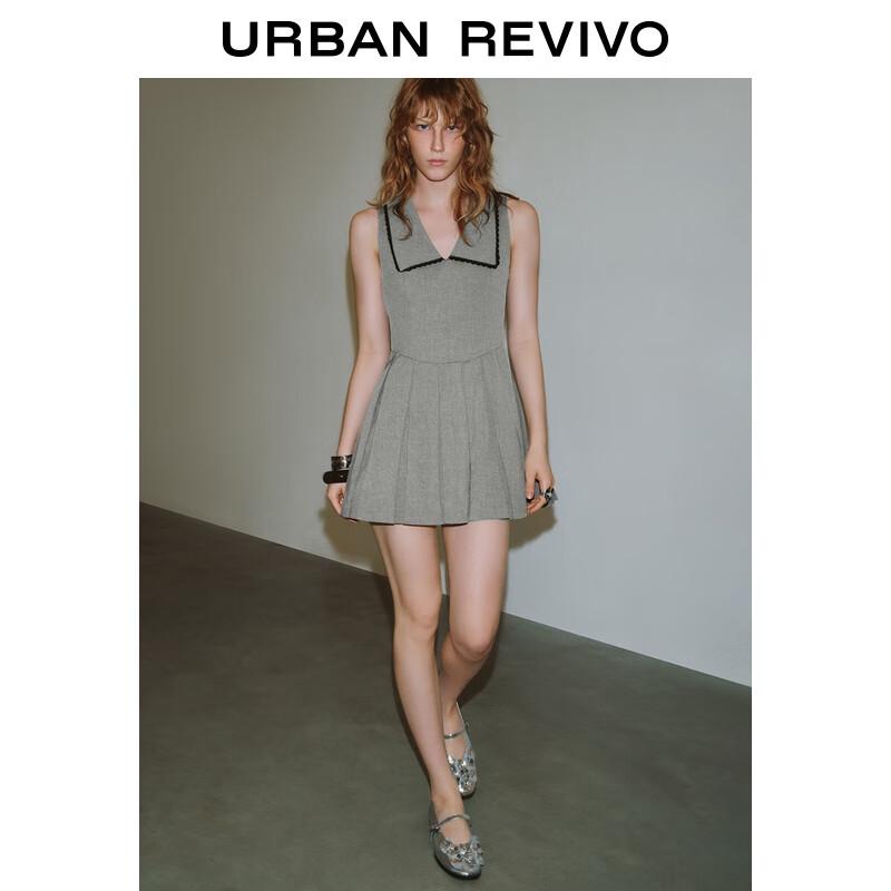 

UR 2025 Summer Pleated Lapel Sleeveless A-Line Dress L