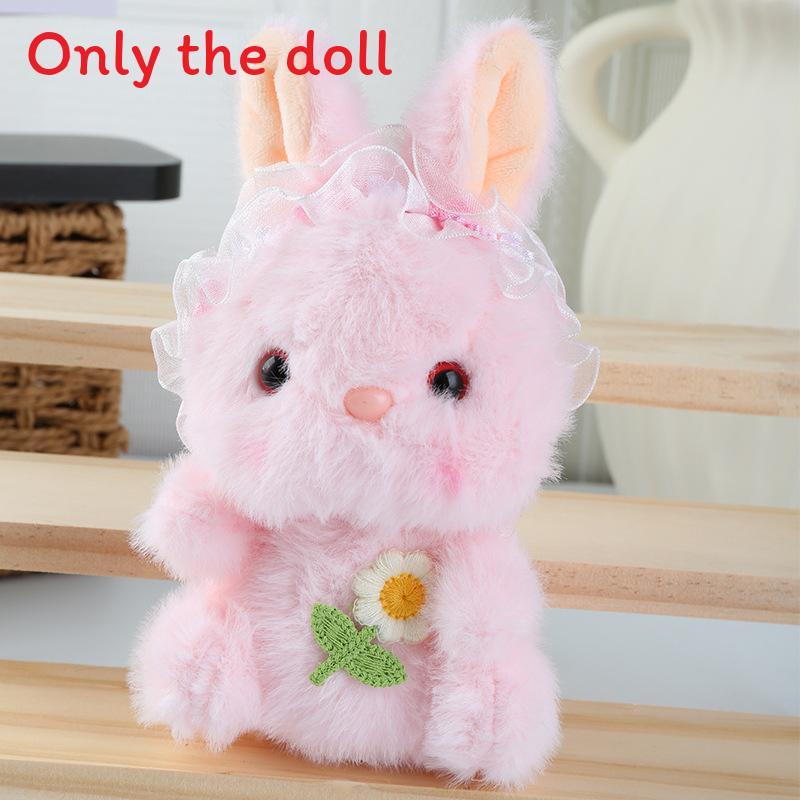 Embroidery Flower Cute Lace Headwear Cartoon Rabbit Plush Toy Pendant For Kids