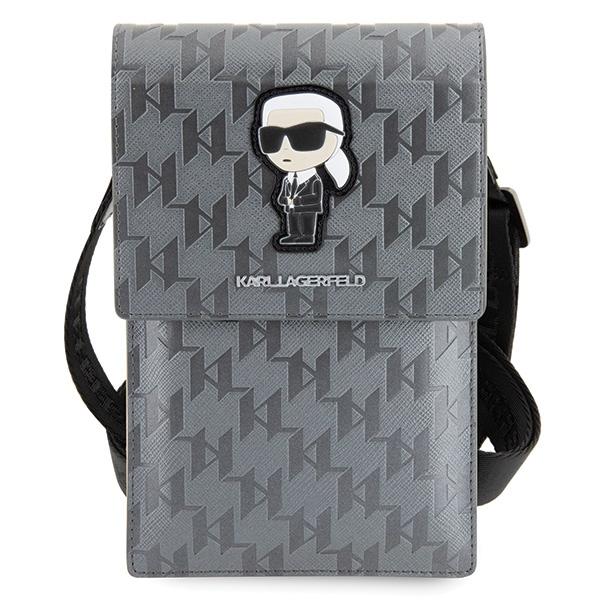 Karl Lagerfeld Torebka Klwbsakhpkgsrebrny/Silver Saffiano Monogram Ikonik