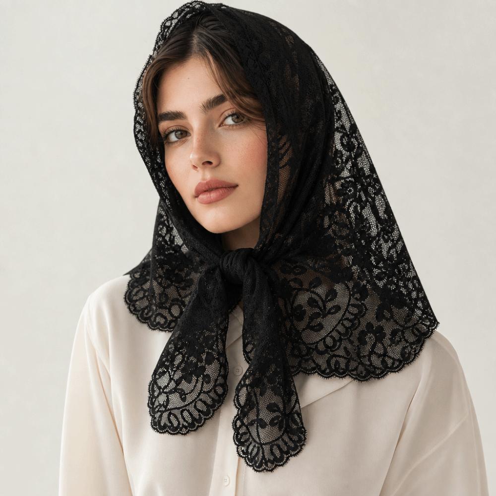 French Style Lace Triangle Scarf Vintage Wedding Headscarf All-match Crochet Head Scarf Party