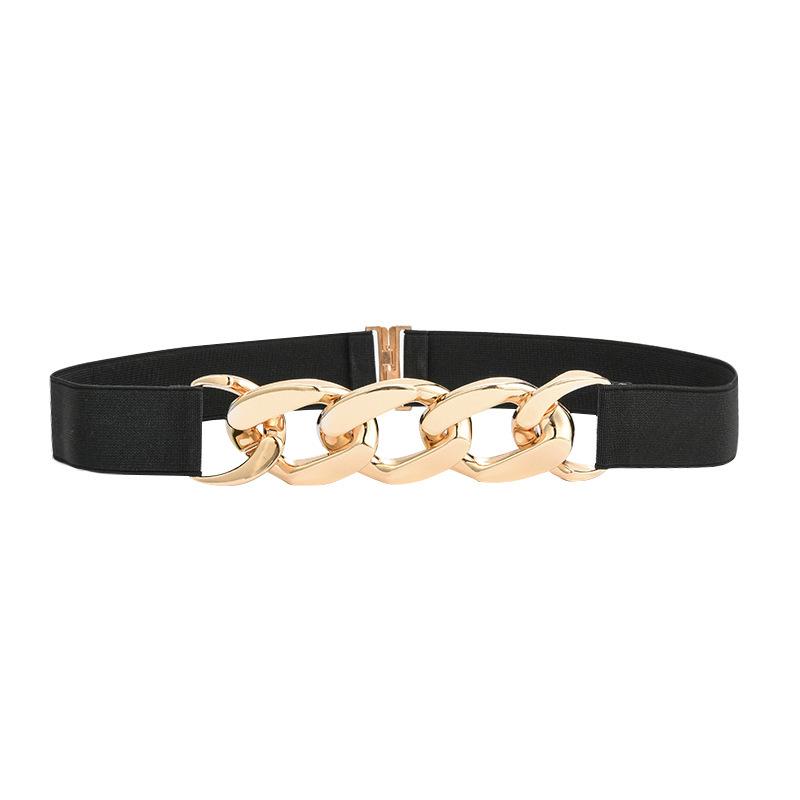 Women's Fashion 8-Shape Thick Metal Chain Elastic Belt for Dresses & Sweaters