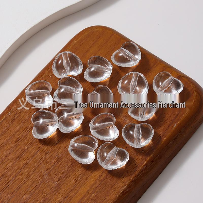 Acrylic Peach Heart Skirt Trim: Glossy Beaded Phone Charm
