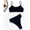 2024 Summer Women's Bikini Triangle Sexy Solid Two Piece Bathing Suit High Waist Bikini Beach Swimsuit for Women