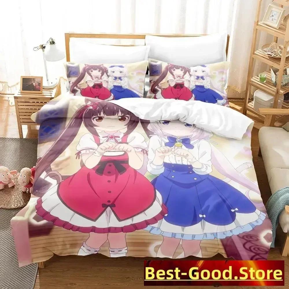 New Nekopara Ova Bedding Set Duvet Cover Sheet Printed Bed Set Pillowcase Bed Full Queen King Size Comforter Bedroom
