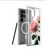Pink Rose Magnetic Clear Case for iPhone 15/16/17 Pro Max - Full Protection