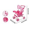 Kinder Rollenspiel Baby Kinderwagen Schiebewagen für Kinder mit Eisenrahmen Herzmuster Rollenspielzubehör