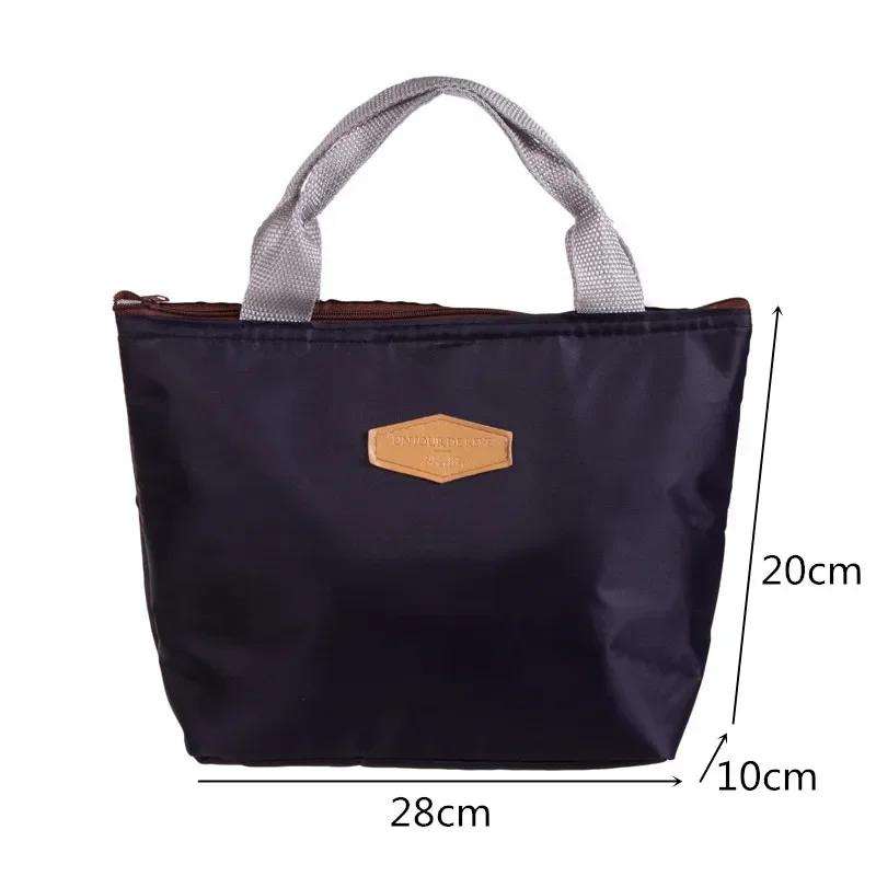 Lunch Box Camping Picnic Lunch Bag Solid Color Portable Insulated Refrigerated Bag Cold Food Cooler Thermal Bag Handbag Hot