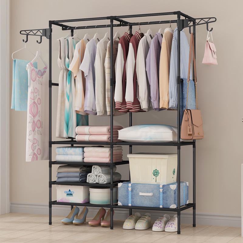Fashionable Minimalist Double-Row Floor-Standing Coat & Hat Rack