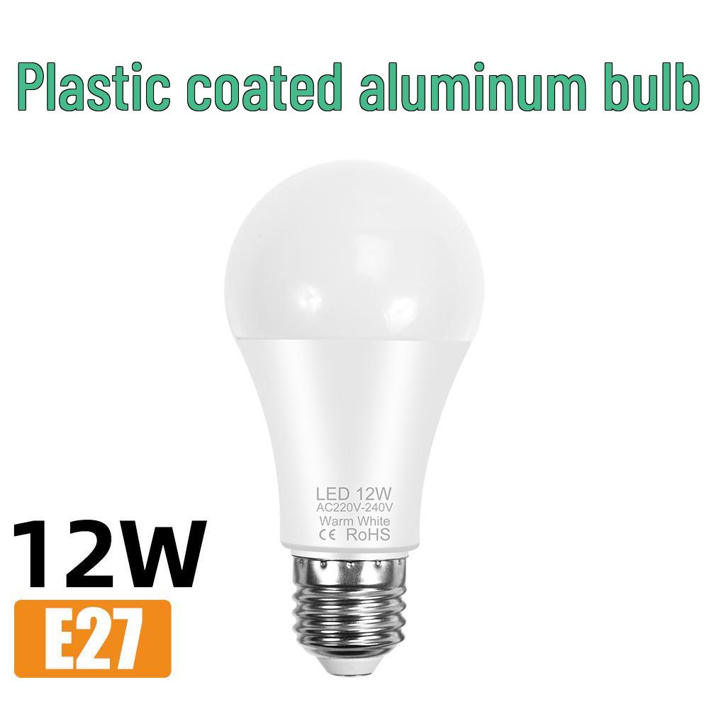 High-Brightness Energy-Saving LED Bulb for Indoor and Street Stall Lighting, E27/E14 Compatible, Plastic-Clad Aluminum