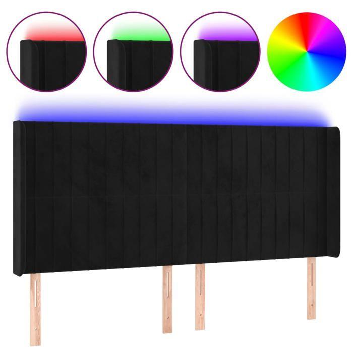 VidaXL LED Headboard Bedroom Furniture Double Bed Accessory Head of Bed Frame Interior Black 3124354
