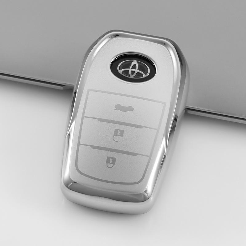 Toyota Car Key Case: Crown, Highlander, Dual Engine, Prado, Land Cruiser, Camry - Quicksand Silver.