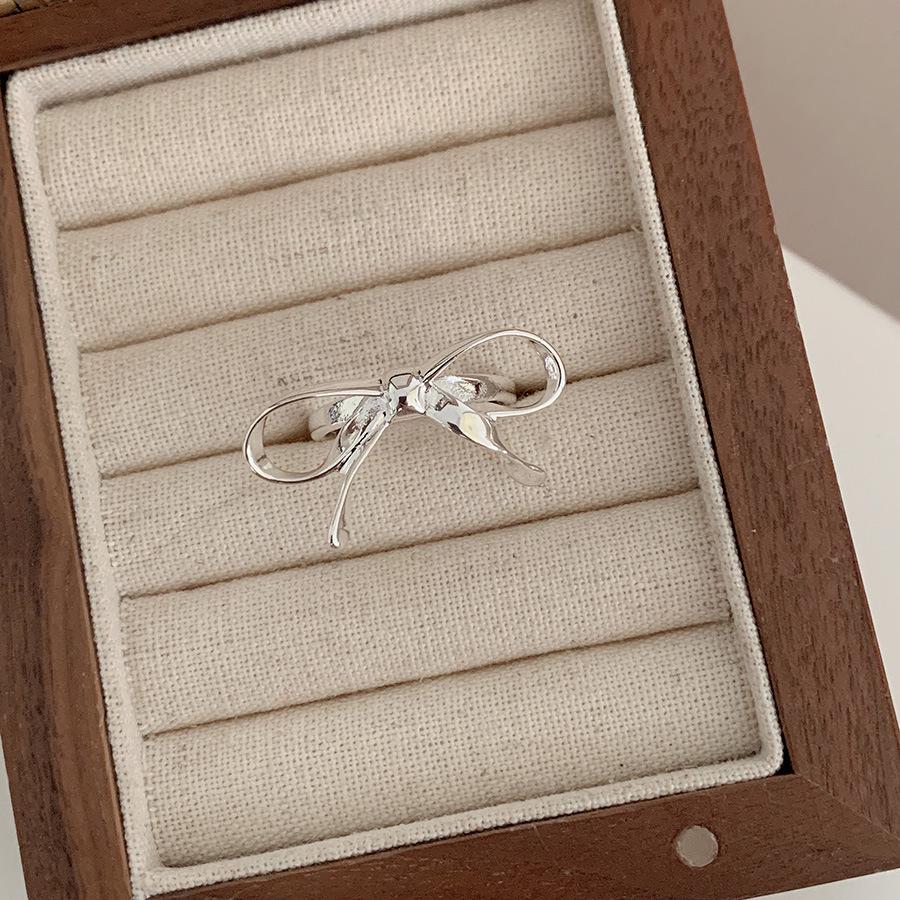 Irregular Geometric Ribbon Bow Ring for Women - Openable  Personalized Index Finger Accessory Adjustable Open
