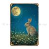 Rabbit Cute Animal Metal Sign Sign Living Room Club Printing Customize  Tin Sign Poster