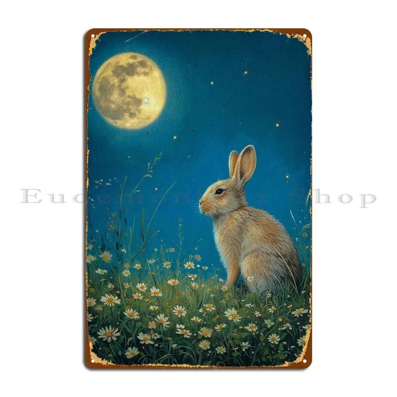 Rabbit Cute Animal Metal Sign Sign Living Room Club Printing Customize Tin Sign Poster