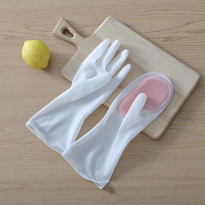 1 Pair Dishwashing Cleaning Gloves Magic Silicone Rubber Dish Washing Glove for Household Kitchen Cleaning Brush