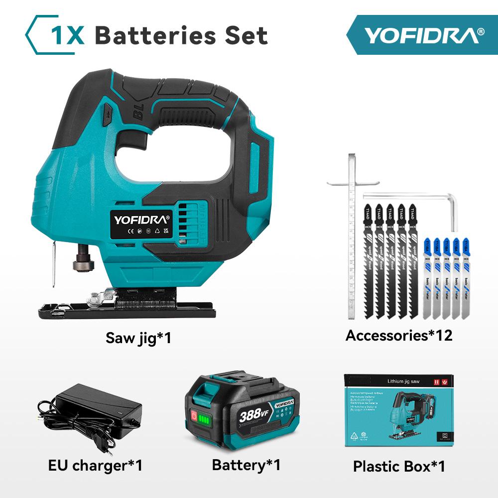 Yofidra 19mm Brushless Electric Jig Saw Infrared Laser Curve Saw Variable Speed MultiFunction Cutter For Makita 18V Battery Pin