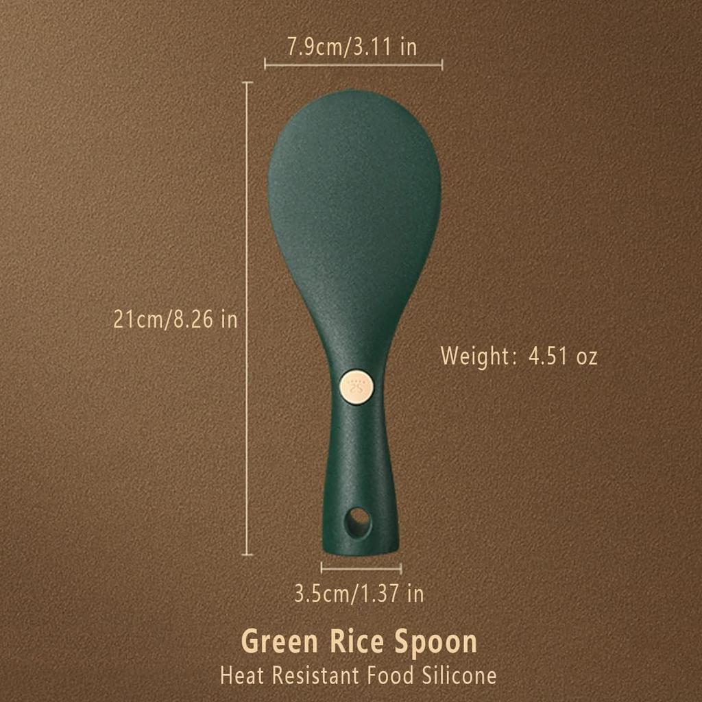 Durable Non Stick Rice Spoon,Silicone Rice Scooper,Stainless Steel Core,Stand-up Rice Paddle,Kitchen Flatware Spatula