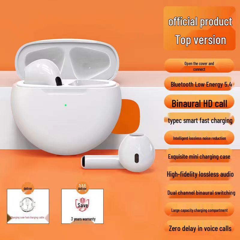 Pro6 Bluetooth Wireless TWS Headphones, 6th Gen, Noise Cancelling, Touch Controls, Ultra-Long Battery, Bluetooth 5.3 Dual Earbuds